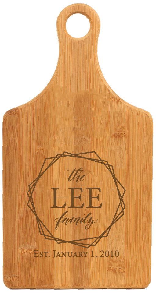 Bamboo Paddle Shaped Cutting Board Engraved 13-1/2" x 7"