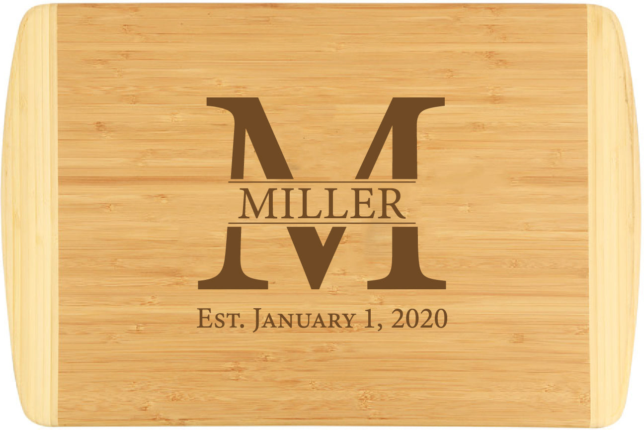 Bamboo 2-Tone Cutting Board Engraved 18" x 12"