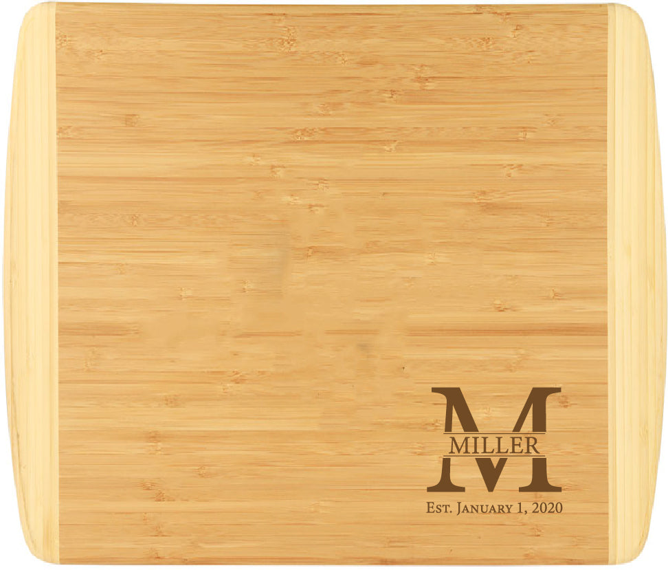 Two Tone Bamboo Cutting Board Personalized Real Estate Closing Gift