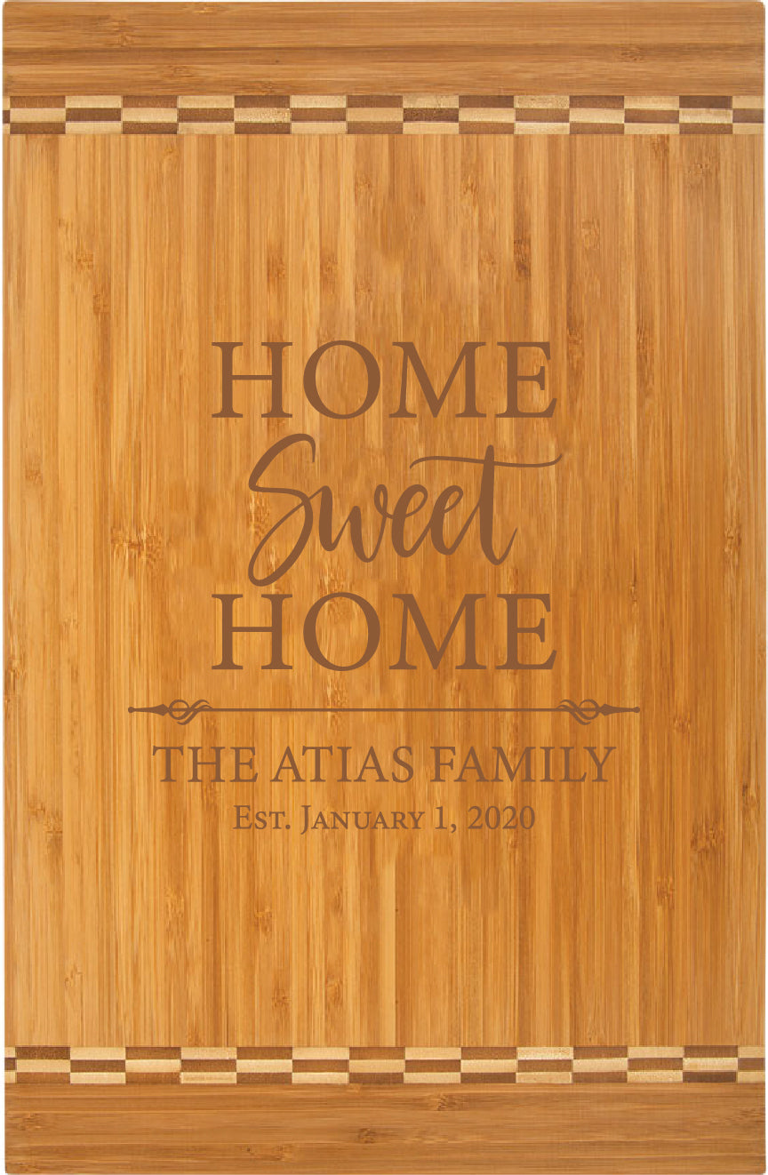 Personalized Engraved Bamboo Cutting Board  with Inlay Design 15" x 10-1/4"